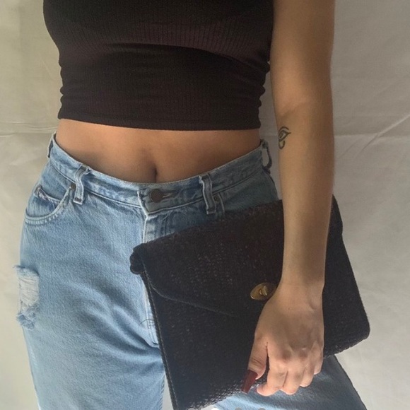 *Donated* Black Straw Clutch & Crossbody - Picture 1 of 10